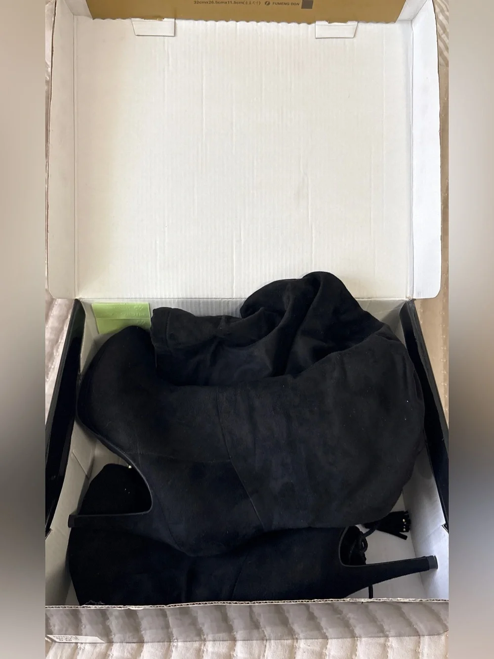 NIB Thalia Sodi Black Suede Over The Knee Slouch Heel Boots 6M